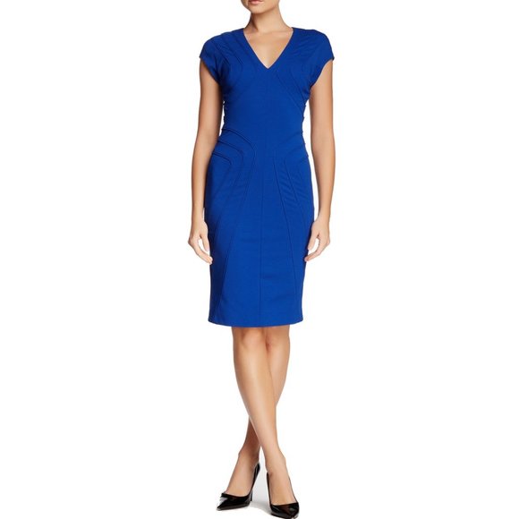 ESCADA Cap Sleeve Danette Piped Scuba Dress Sz.36 Cobalt Blue *EUC* MSRP: $1,450 - Picture 1 of 9